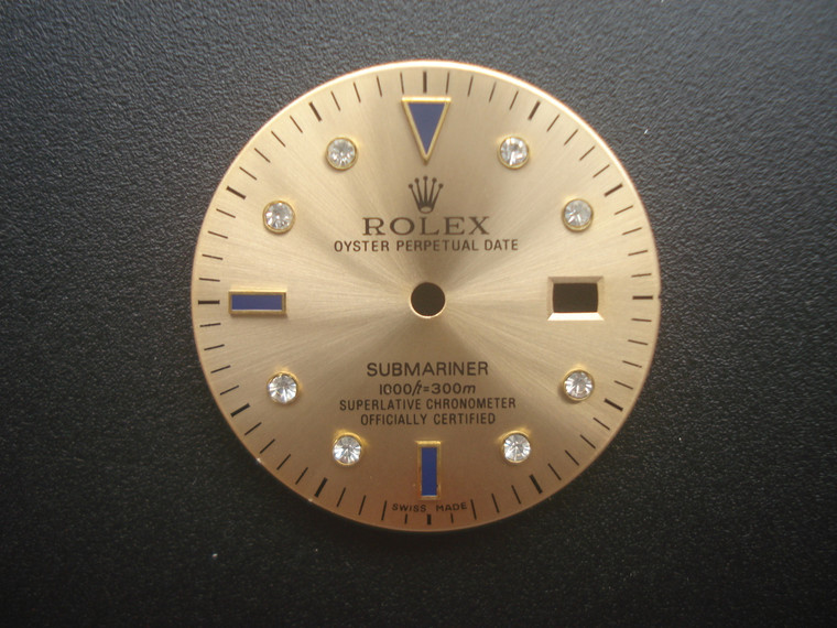 29.0mm Sunburst Champagne Dial Marked Rolex Symbol With CZ Rhinestones For Mens 2-tone Or Golden Submariner Watch Fit ETA 2836 And DG 2813 And MIYOTA 8215 Automatic Movement With DWO