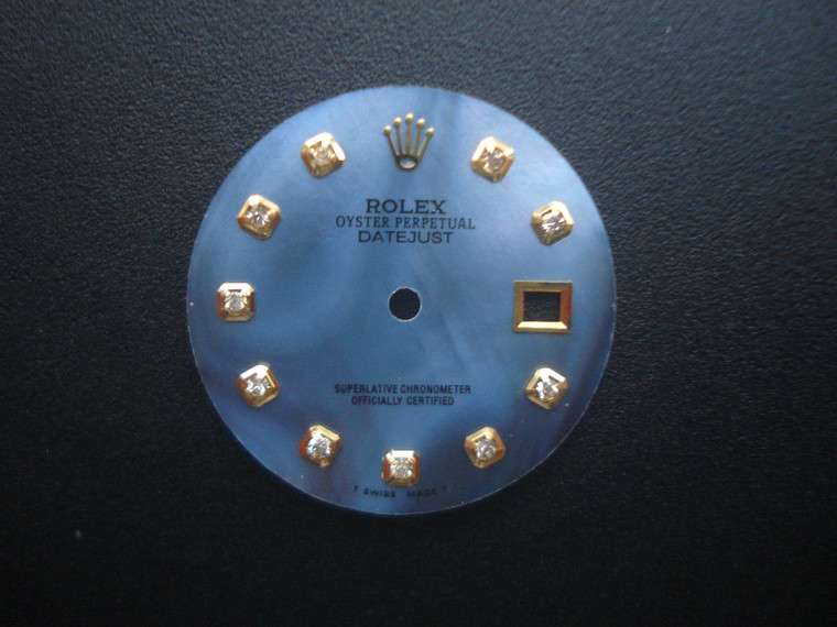 28.5mm Mother Of Pearl Blue Dial Marked Rolex Symbol With Golden Rhinestones For Mens Golden Or 2-tone DATEJUST Watch Fit DG 2813 Or MIYOTA 8215 Automatic Movement With DWO