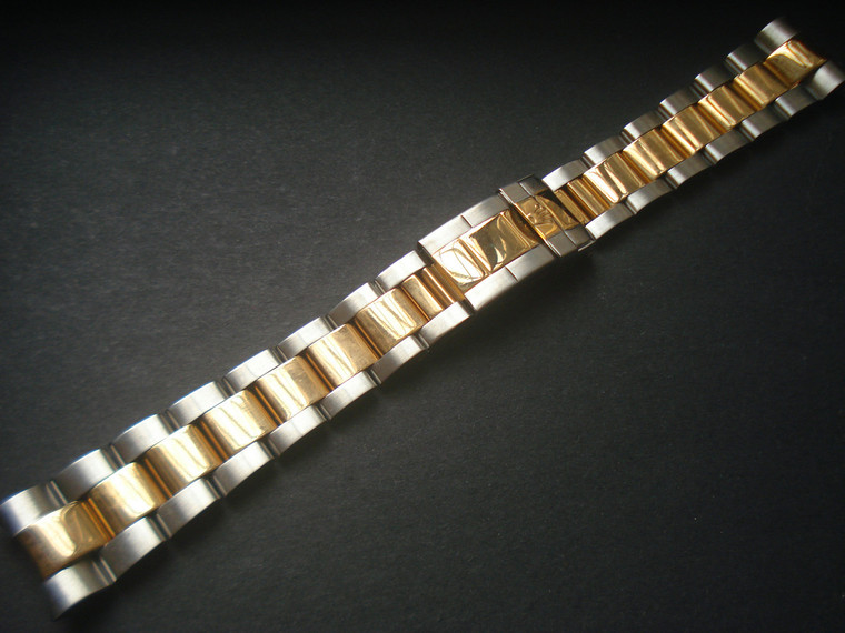 20mm Stainless Steel Golod Alloy Plated 2-tone Oyster Watch Band Bracelet Strap Marked Rolex Crown Logo With Solid End Pieces For ROLEX 16623  Mens 40mm Yacht-Master Watch Case