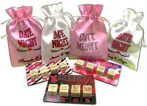 Date Night Activity Board for Couples with 4 Engraved Dice and Pouch - Personalization Available