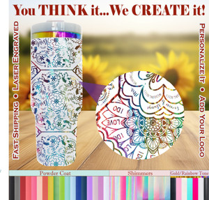Bride Mandala 40 Ounce Custom Tumbler - 49 Colors/Finishes and Personalization Available Bride Mandala 40 Ounce Custom Tumbler - 49 Colors/Finishes and Personalization Available
