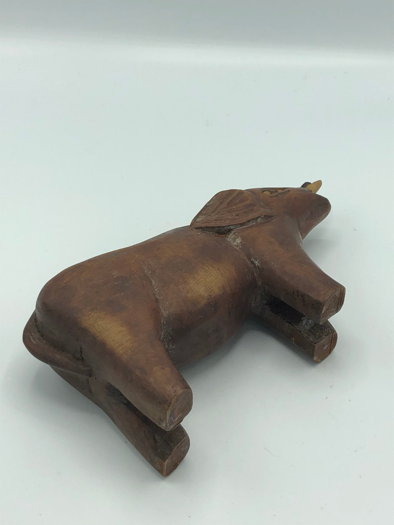 Hand Carved Wooden Pig
