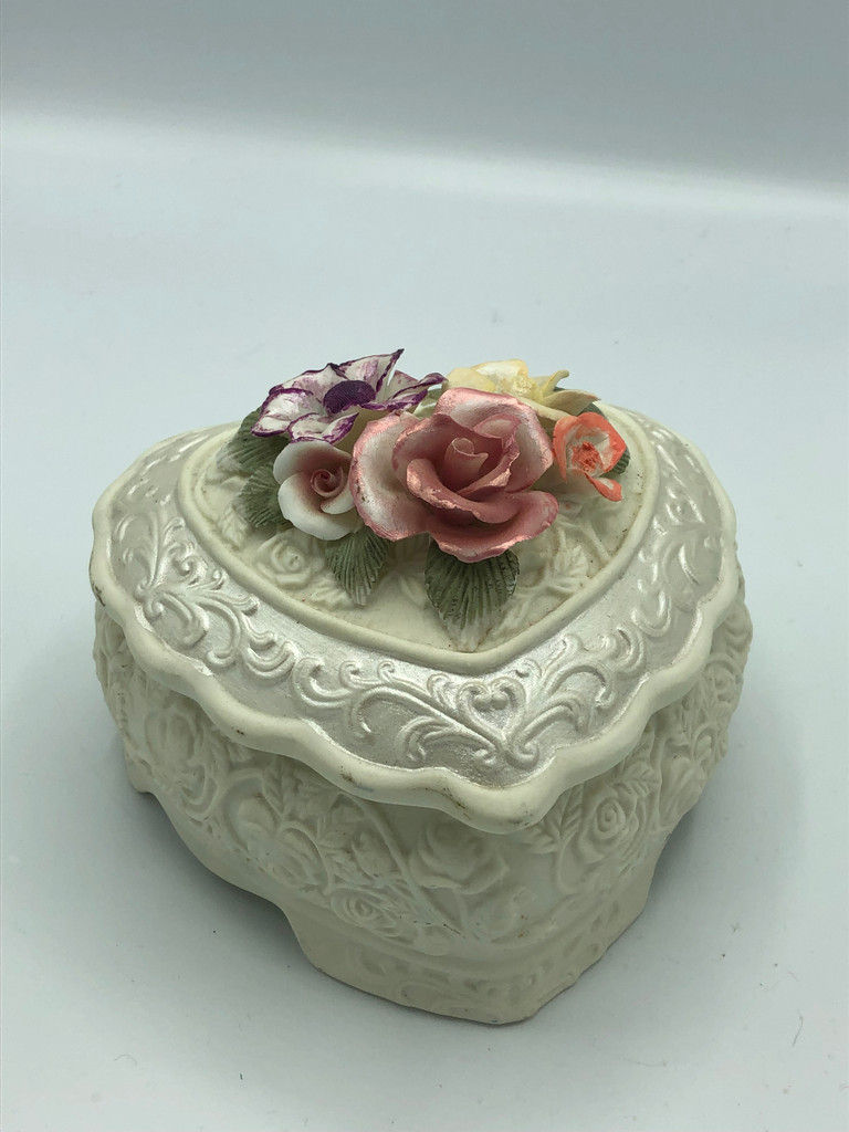 Porcelain Rose Heart Shaped Box