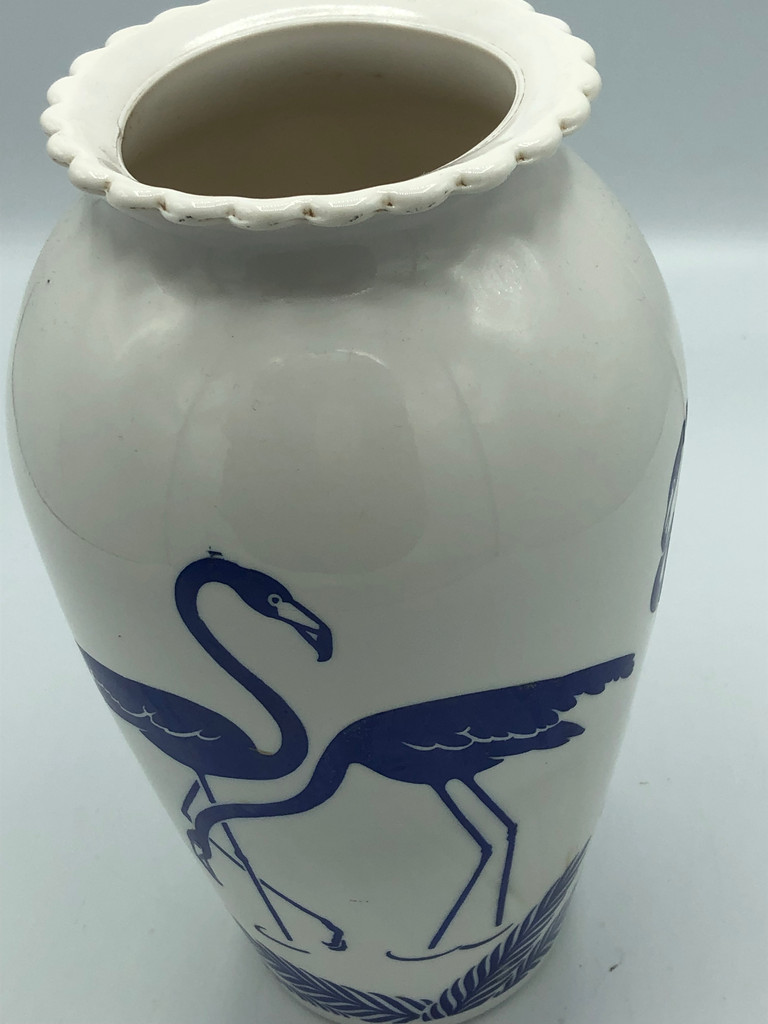 Anchor Hocking blue flamingo vase