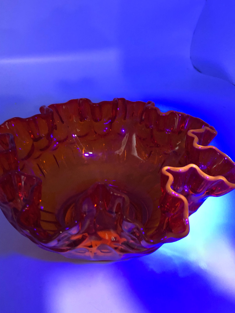 Fenton "Thumbprint " Ruffled edge orange bowl