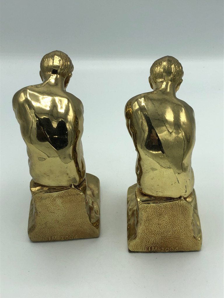 "The Thinker" brass bookends