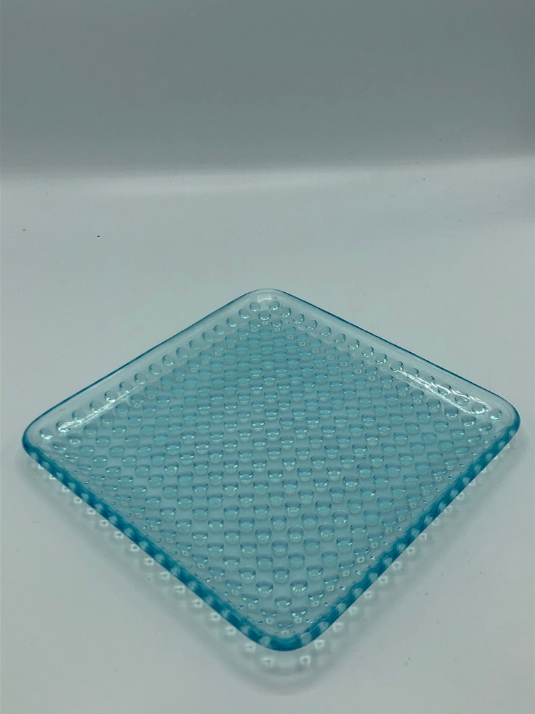 Blue Hobnail Square Plate