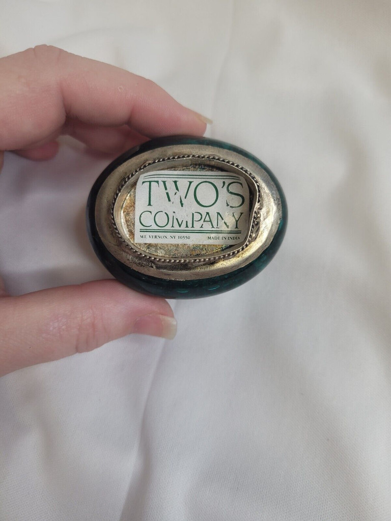 Vintage Twos & Co. Indian Green Marble Trinket Box