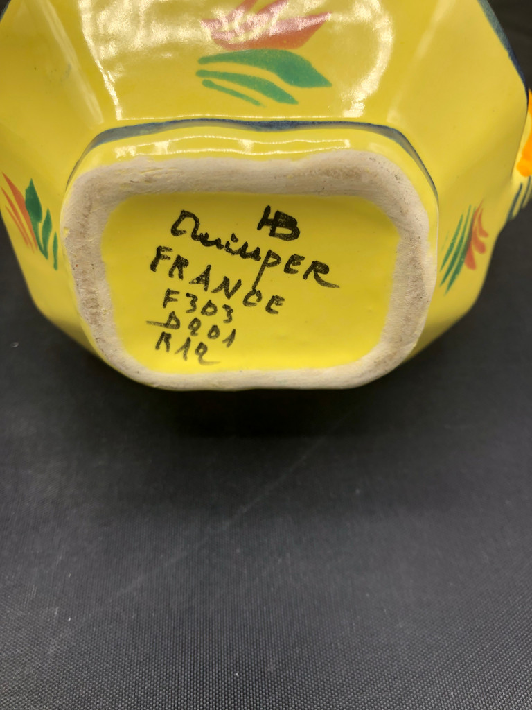 Quimper Soleil yellow Creamer & Sugar