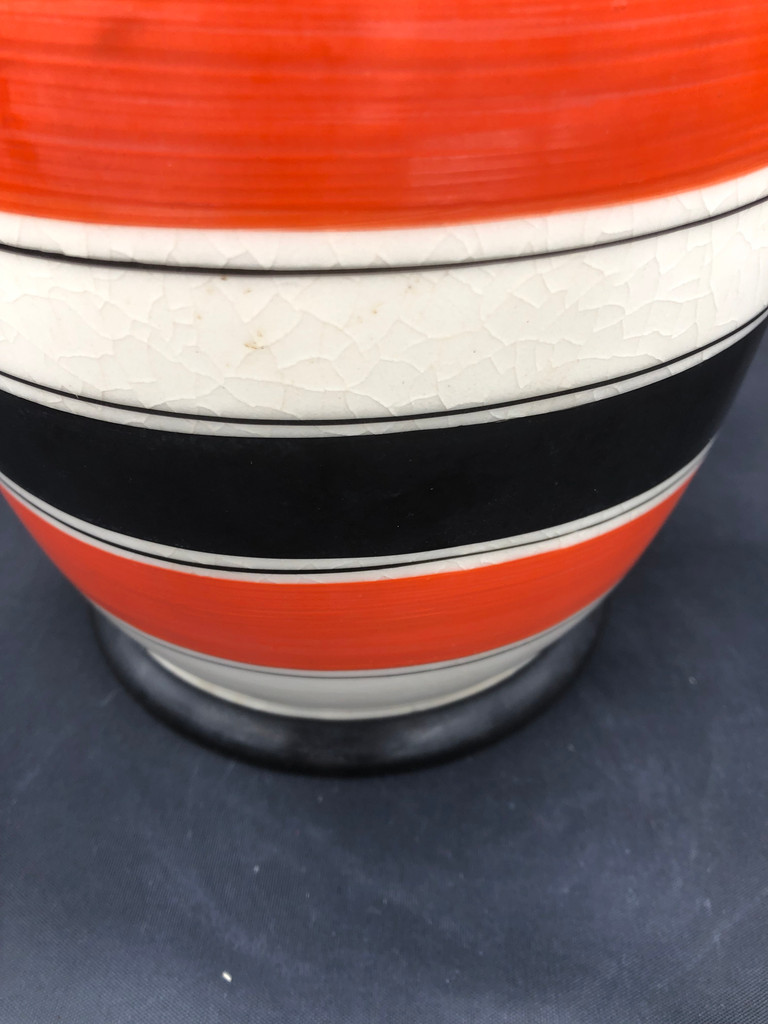 Vintage  Czech Erphila Black & Orange Stripe Pottery Pitcher