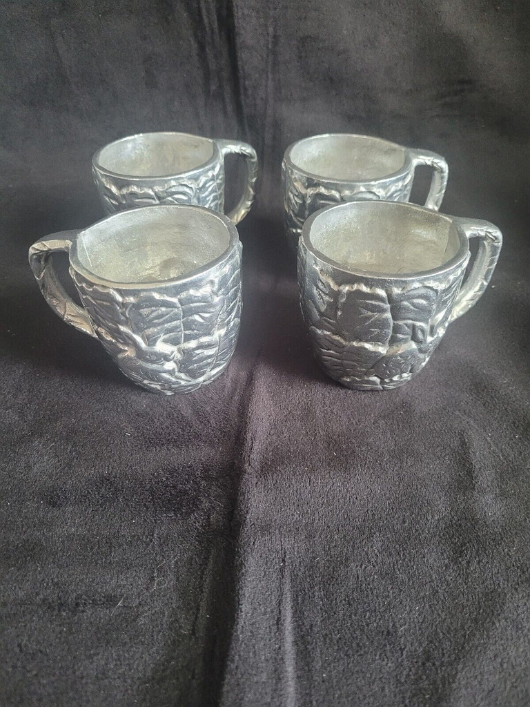 Set of 4 CBK LTD Pewter Bunny Tea Cups