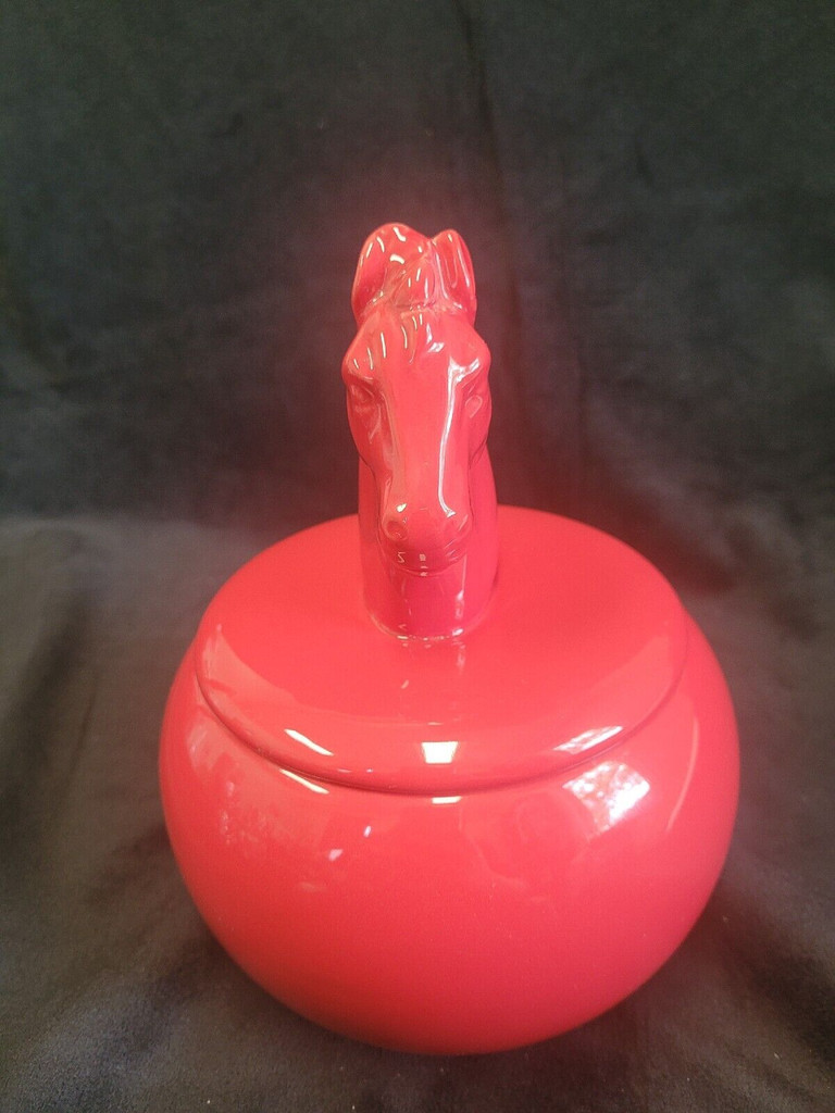 Red Cookie Jar with Horse Head