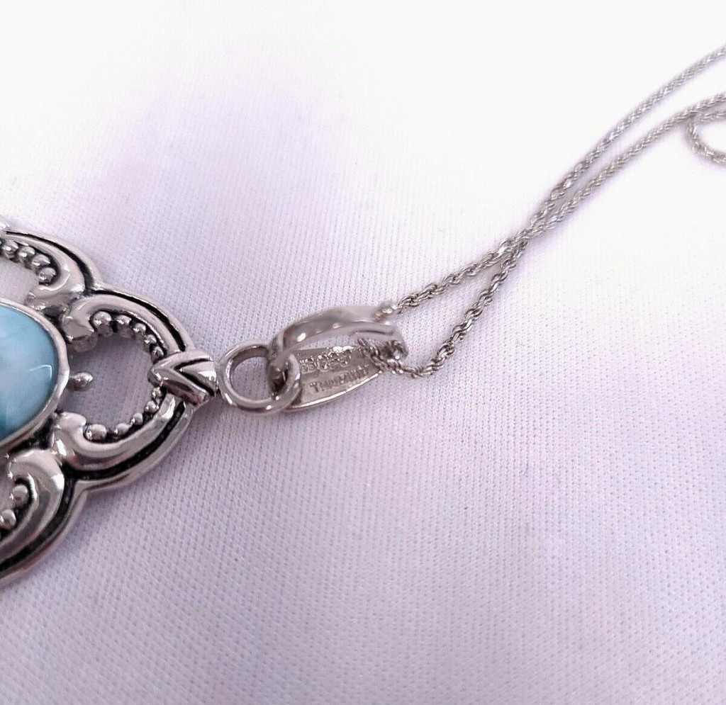 Larimar Pendant-Silver Clover Necklace