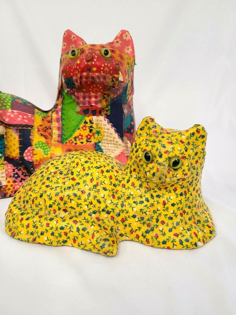 Vintage Patchwork Pair of Cats