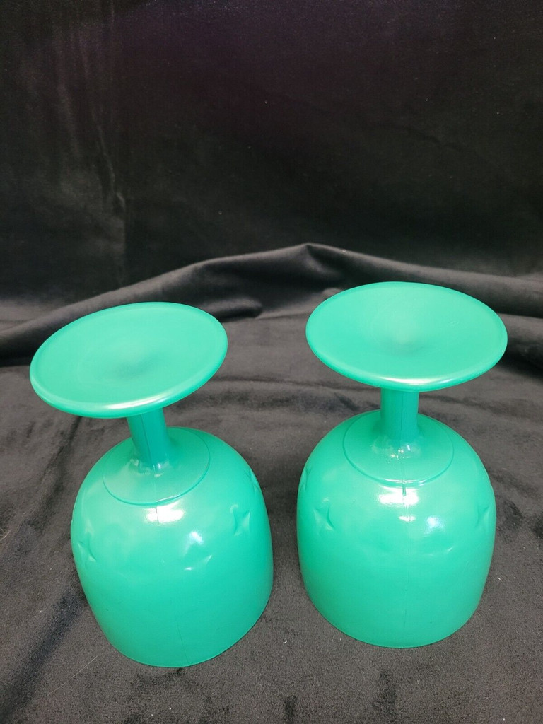 Pair of Large Green Goblets with Star Pattern