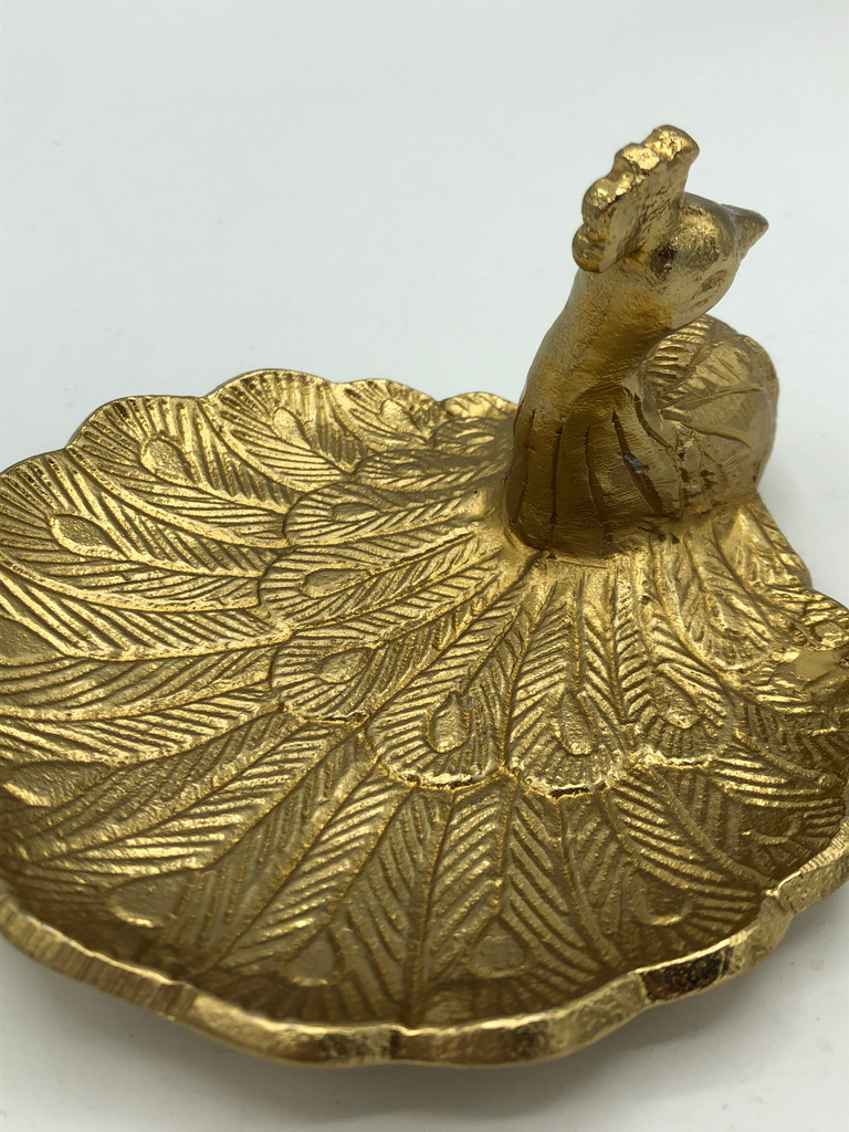 Peacock gold key dish