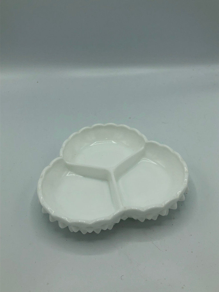 Fenton Milk glass hobnail divided dish