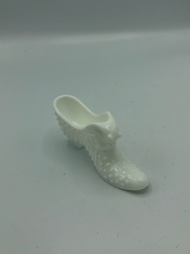 Fenton Milk glass hobnail shoe