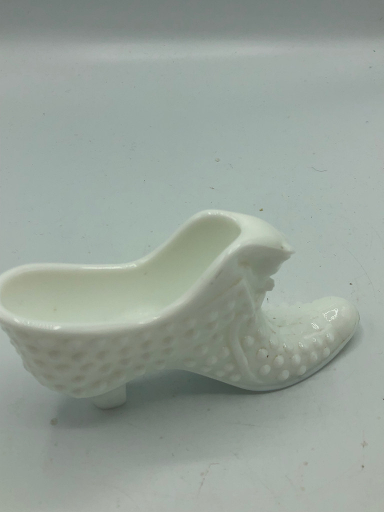 Fenton Milk glass hobnail shoe