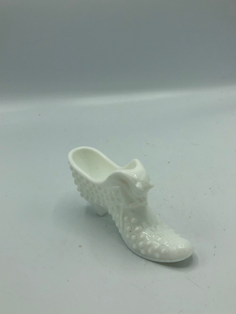 Fenton Milk glass hobnail shoe