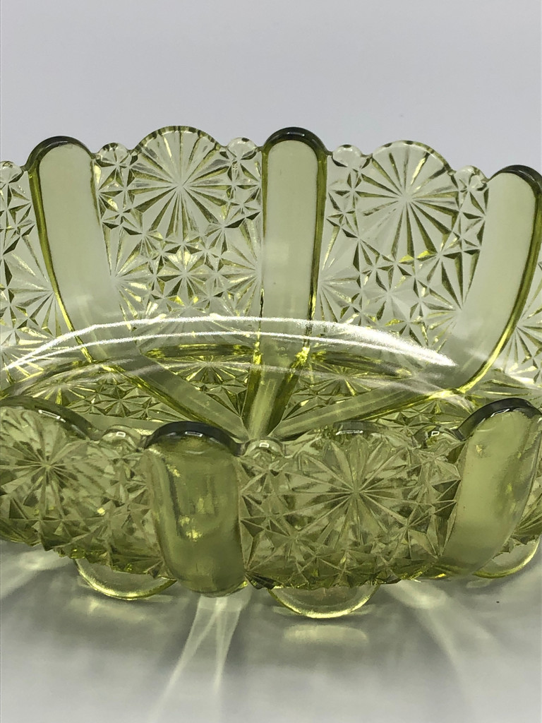 Vintage Oblong green EAPG bowl