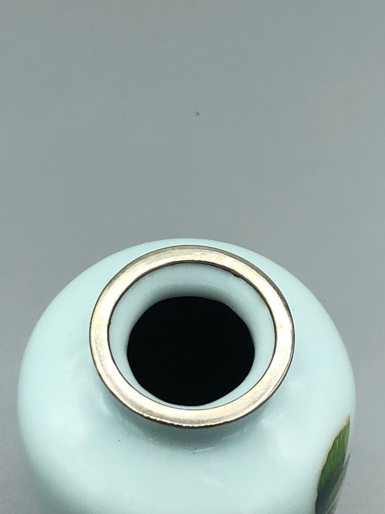 Small light blue Cloisonné Rose Vase