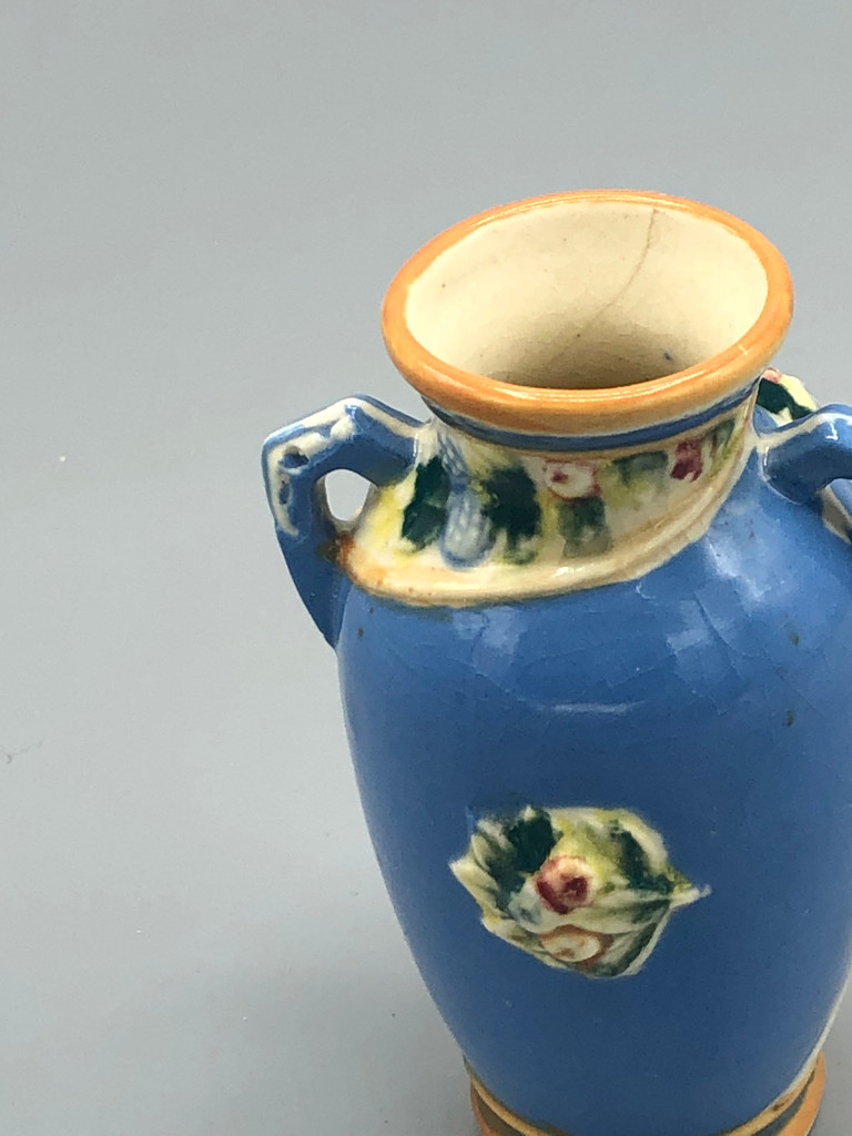 Maruhon Blue Majolica Vase