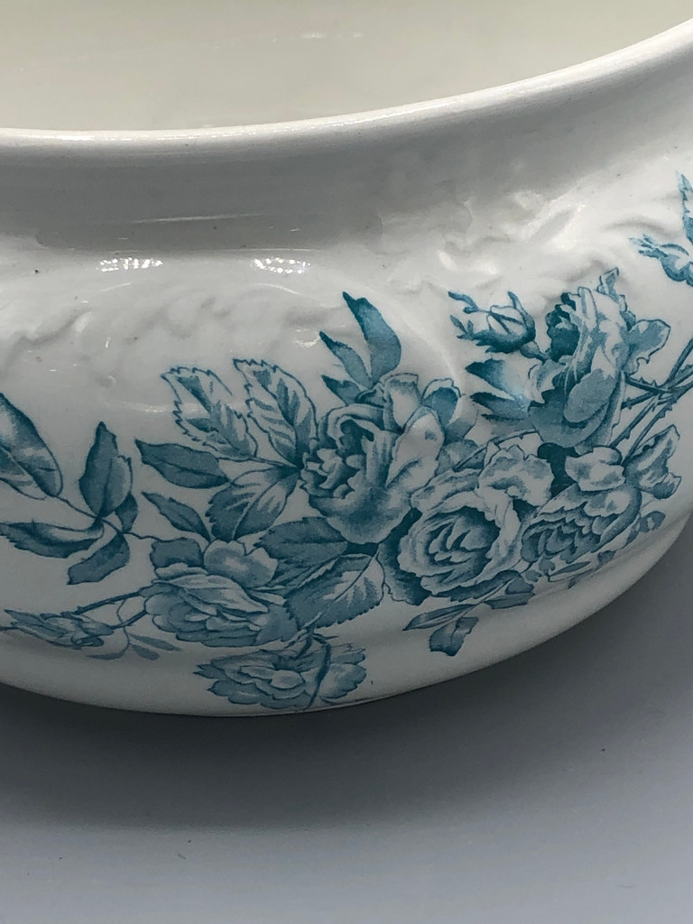 JM & S China ex large blue flowered bowl with handle