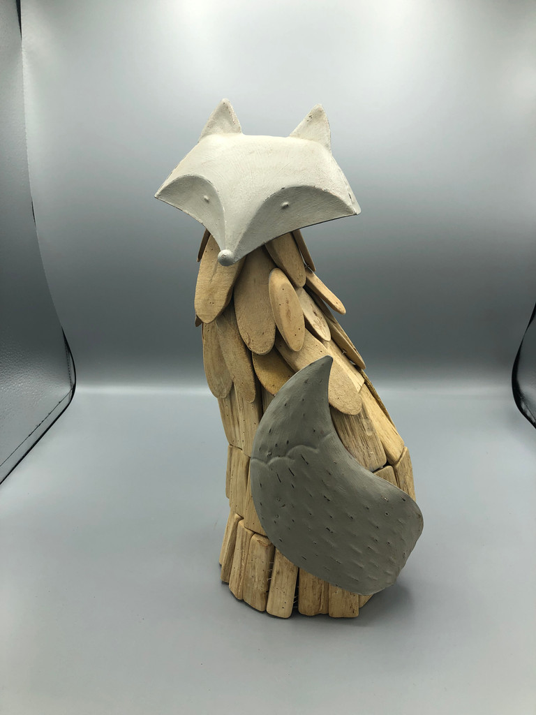 Wood & Metal Fox statue