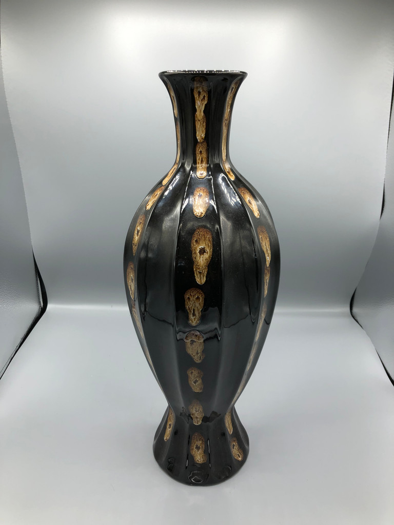 Tall Tan & Brown Vase