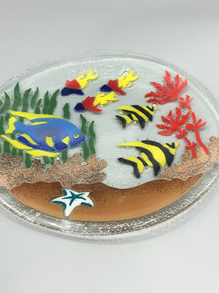 Vintage Peggy Karr glass fish plate