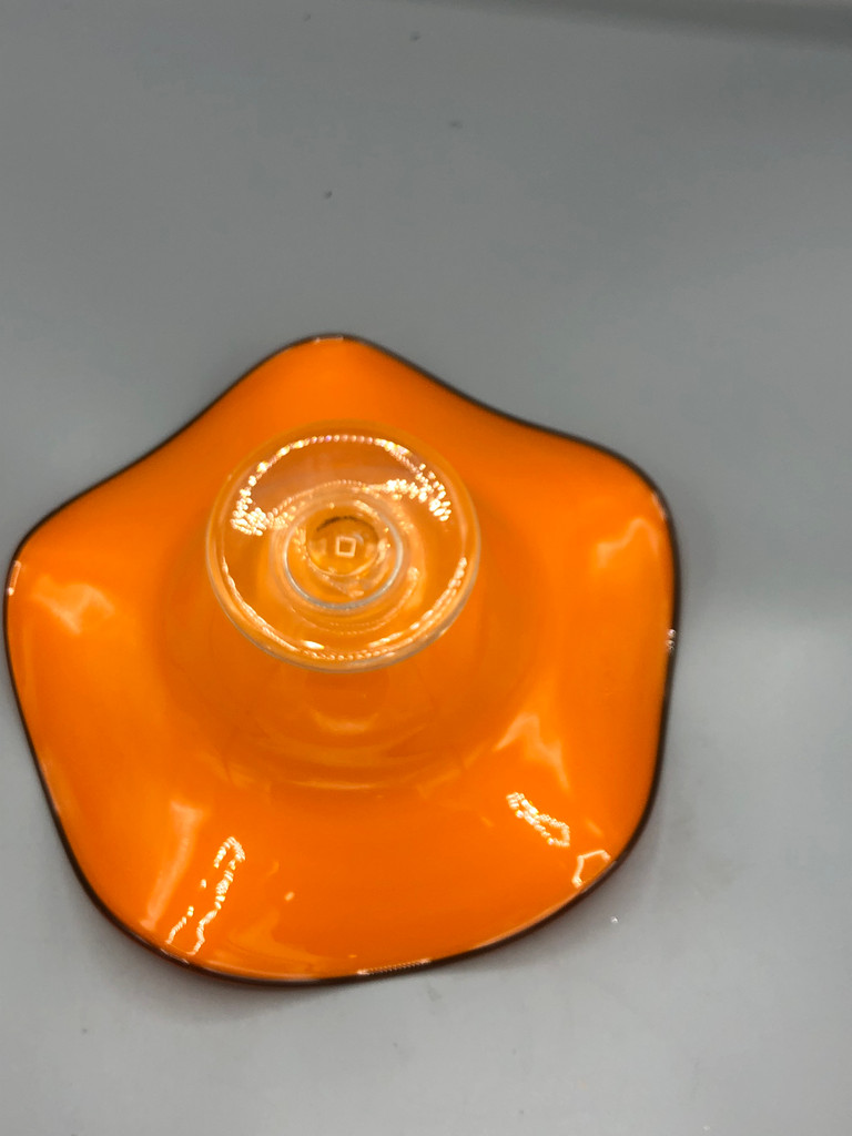 Mid Century Orange glass pedestal bowl
