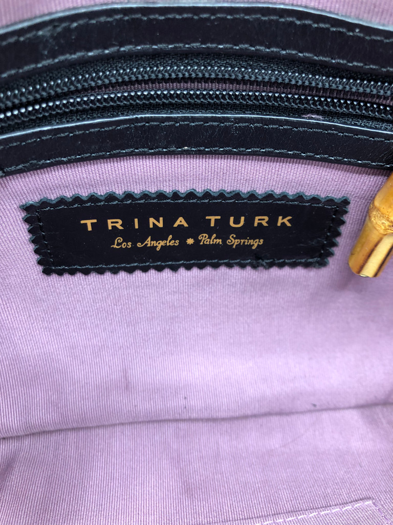 Trina Turk Black Bead Purse w/ purple liner