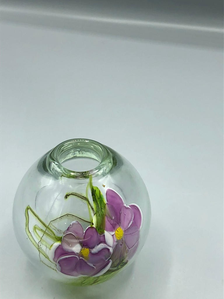 Purple flower art glass vase