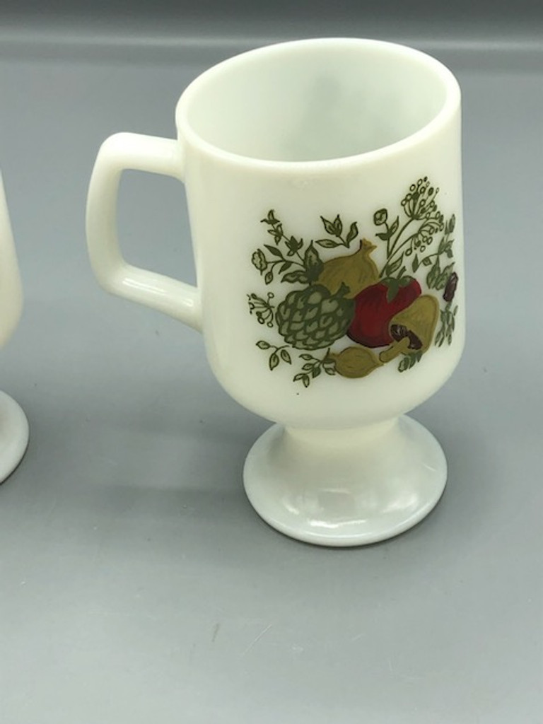 2 piece Milk glass Spice of Life footed mugs