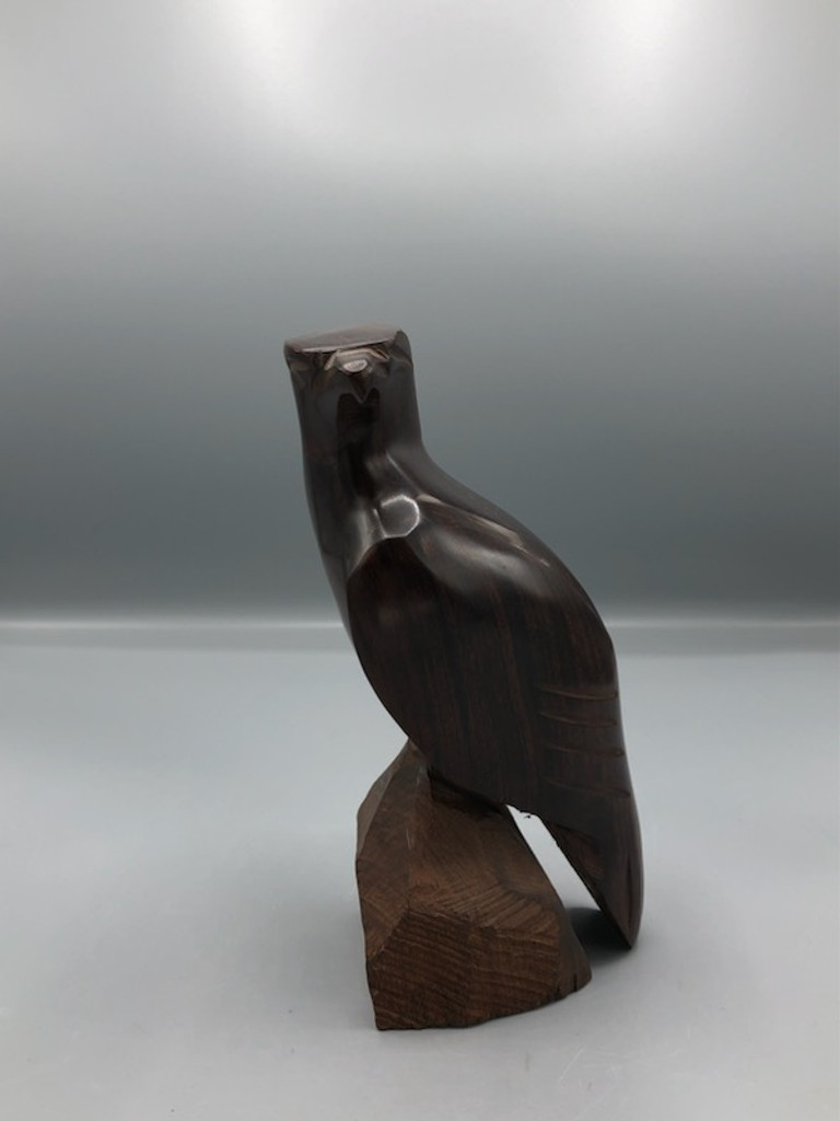 Dark wood bald eagle sculpture
