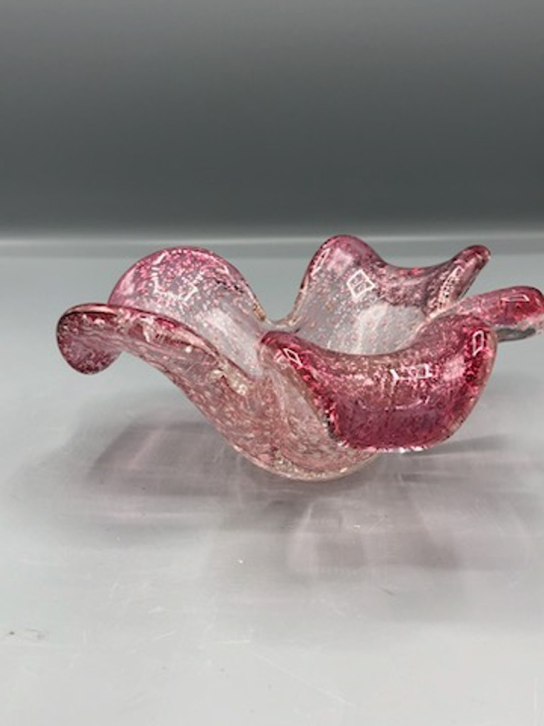 Pink bubble glass dish
