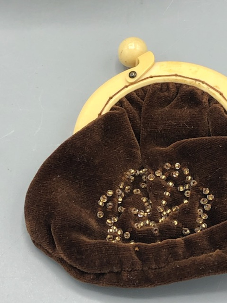 Vintage brown velvet purse & coin purse