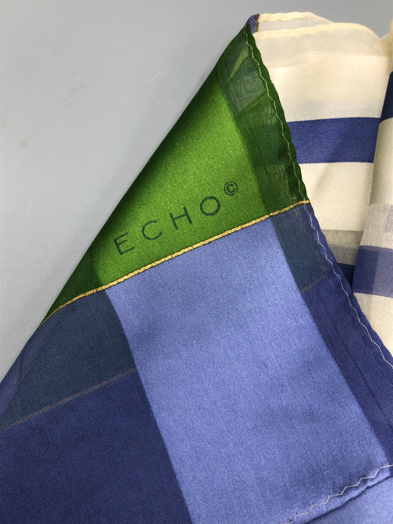 Echo Blue, Green & White silk scarf