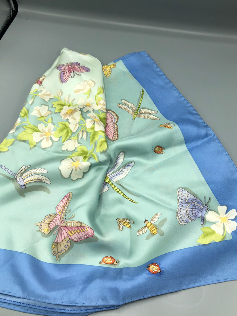 Talbots blue butterfly scarf