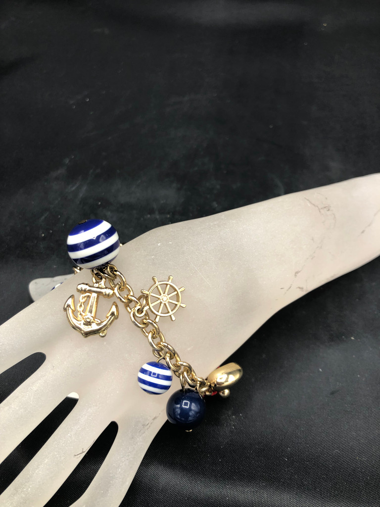Blue & White Nautical Bead Bracelet
