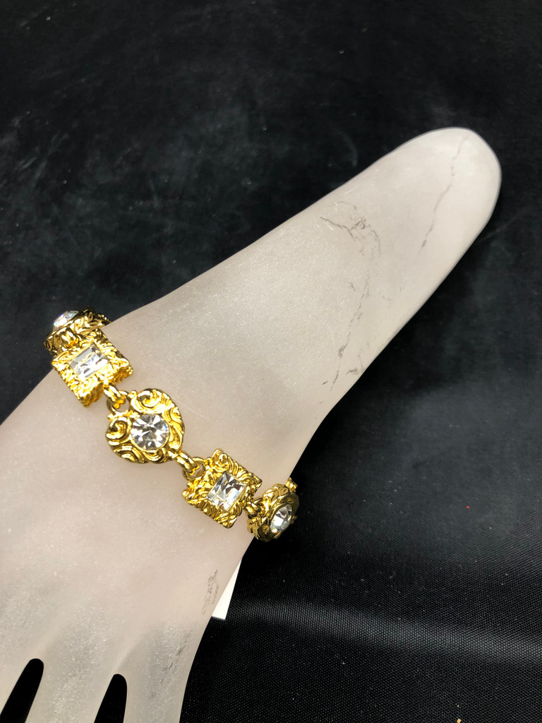 Liz Claiborne Reversible gold tone & rhinestone bracelet