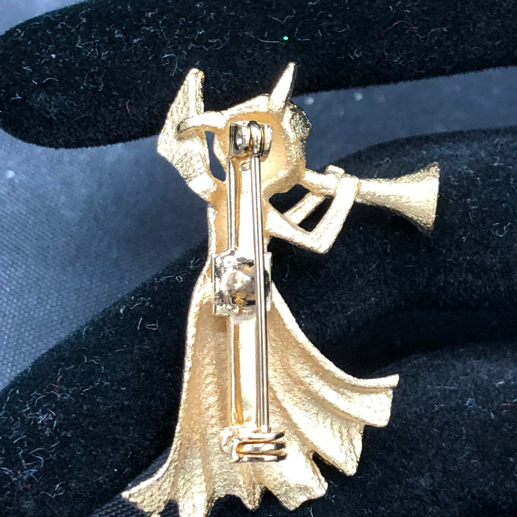 Vintage textured gold tone Angel Pin
