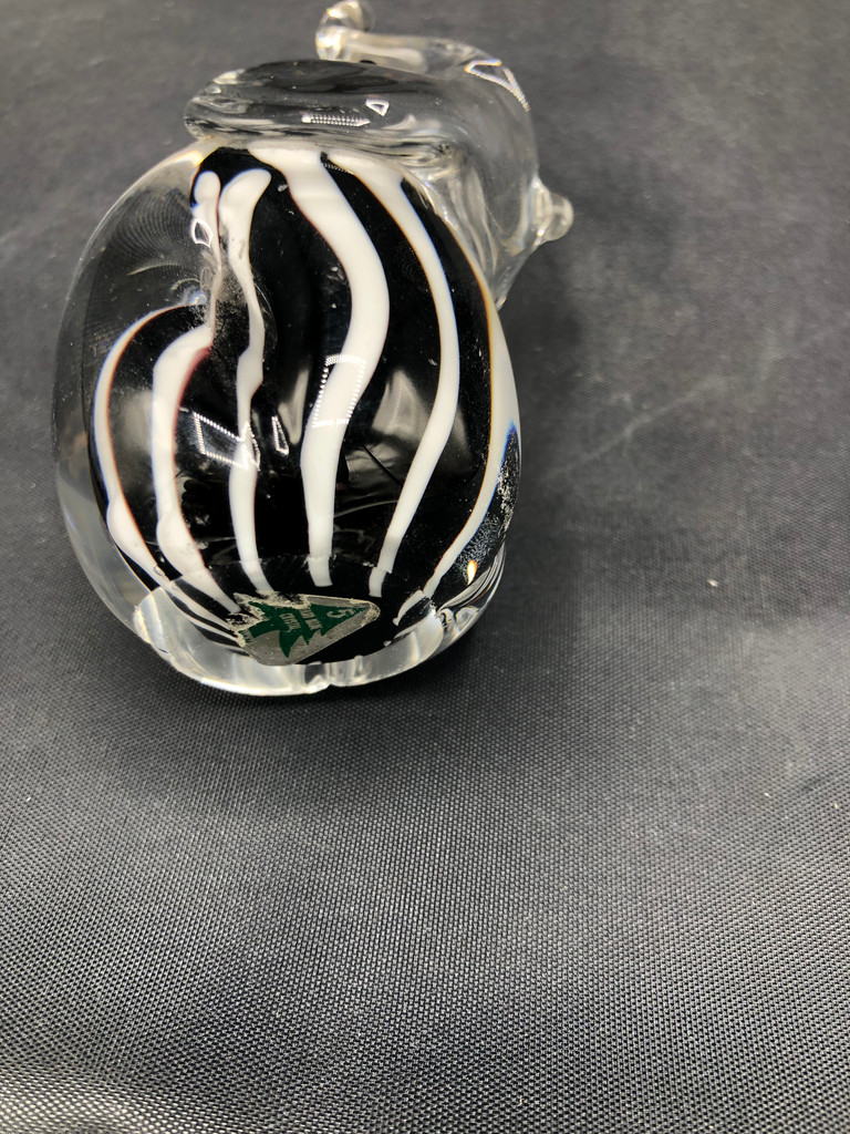 Black and White glass Elephant Figurine