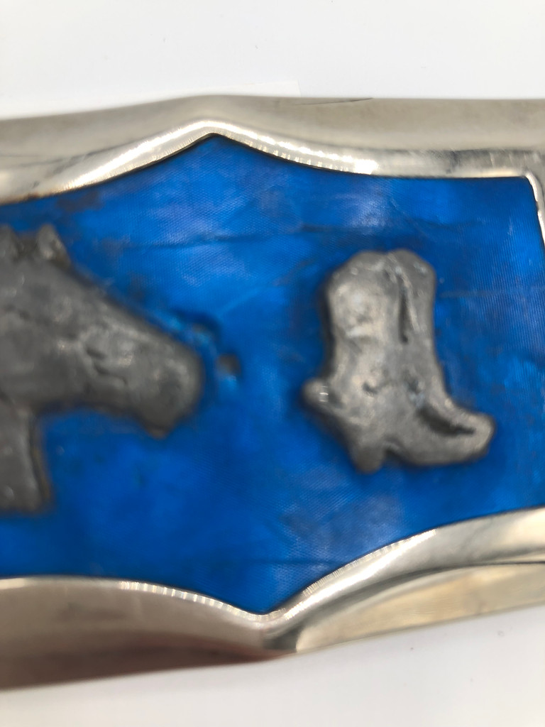 Western Blue Belt Buckle