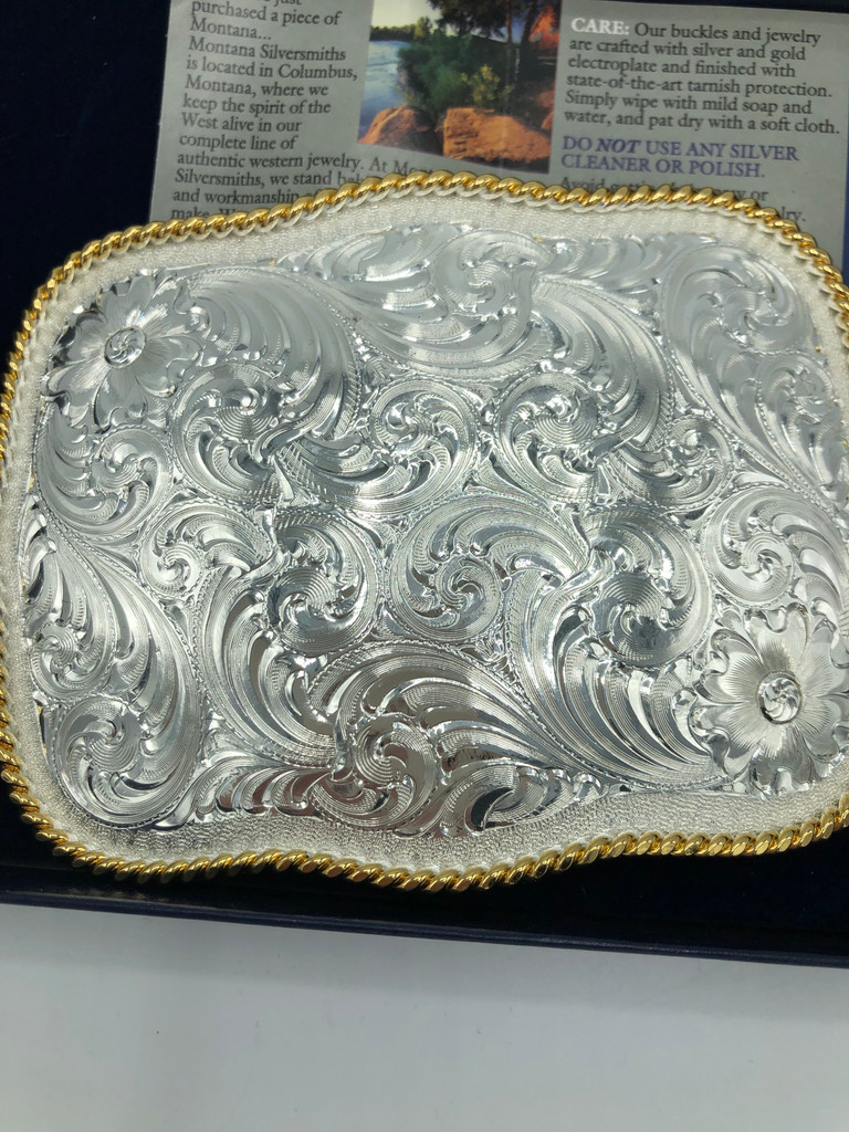 Custom Montana Silversmith large Buckle in box