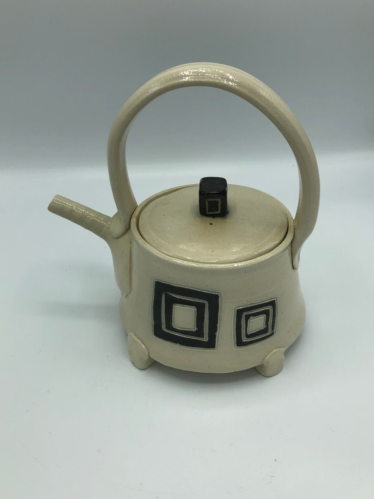 Handmade Tan with Square design teapot