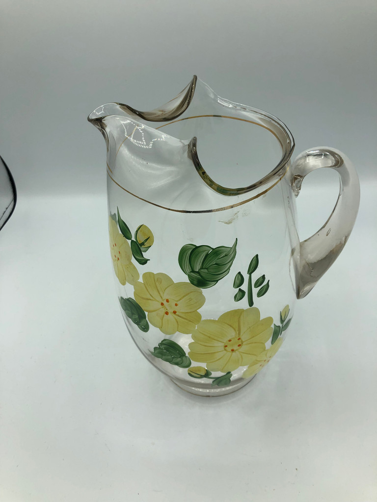 Hand Painted Yellow Flower Pitcher