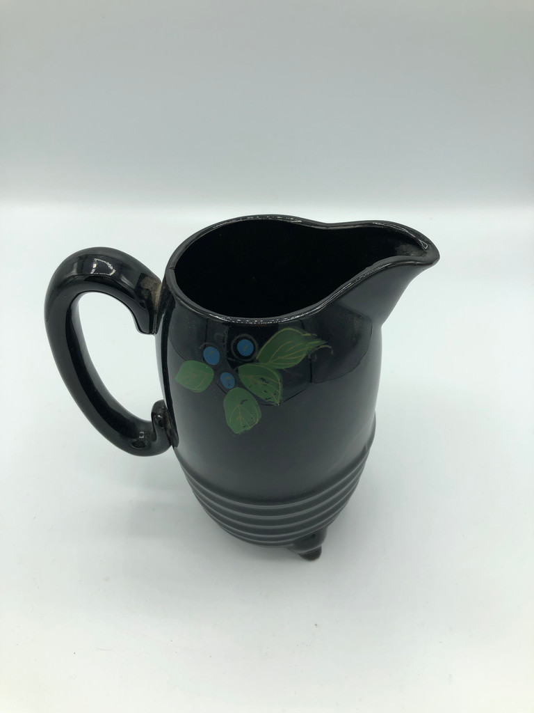 Black Ceramic Handpainted Pitcher