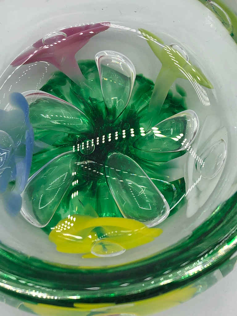 Multi colored flower glass basket